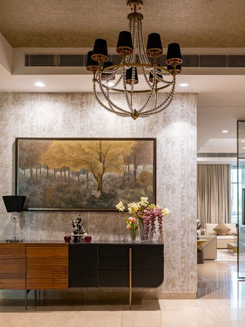 TV unit neutral wallpaper – Beautiful Homes