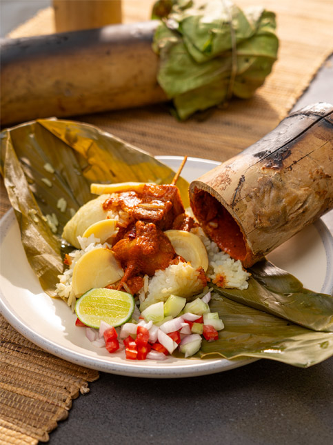 Bamboo Smoked Meat and Rice for Guest - Beautiful Homes