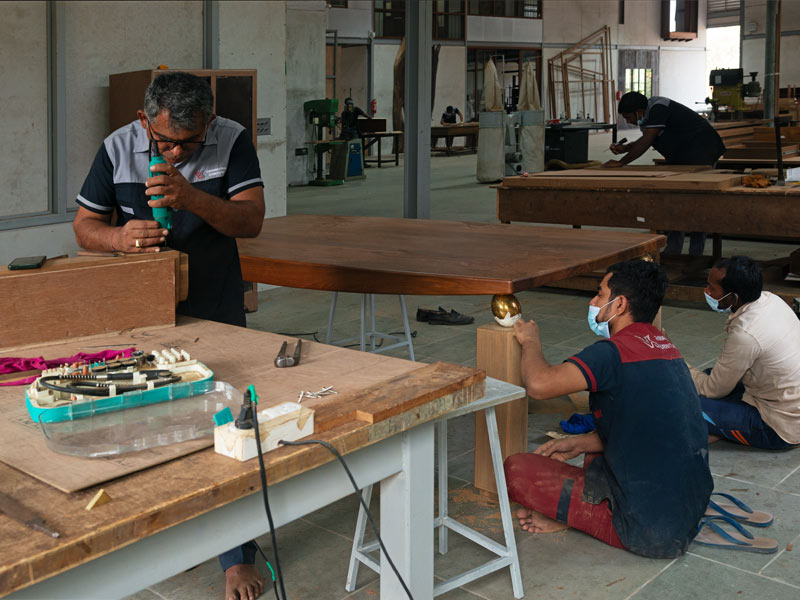 Table with Brass Globe Fitting Design - Beautiful Homes