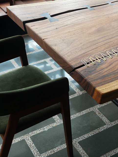 Wood Dining Table with Brass Design - Beautiful Homes