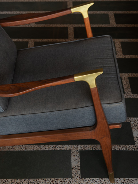 Wooden Chair with Brass Detailing - Beautiful Homes