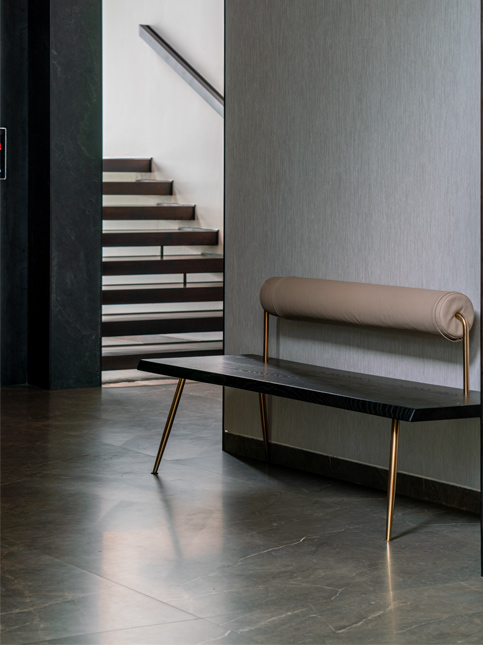 Cozy built in bench beside staircase – Beautiful Homes