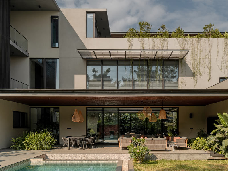 Swimming pool deck with metal roof – Beautiful Homes