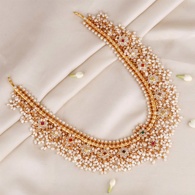 Guttapusalu Necklace a Cascading Cluster of Pearls - Beautiful Homes