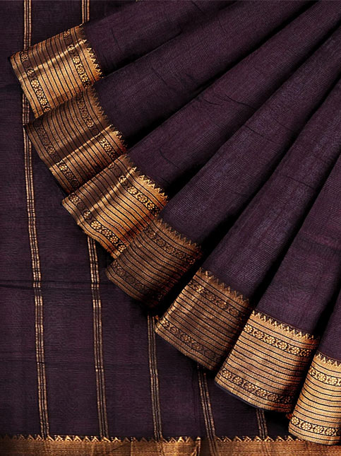 Mangalagiri Cotton Sarees with Zari Borders in Black Colour - Beautiful Homes