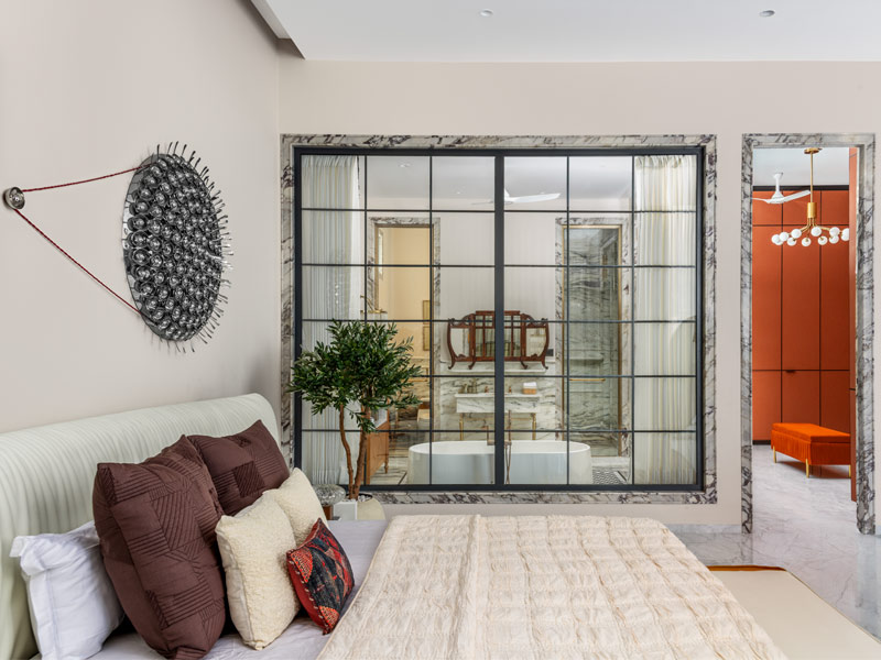 Bedroom and glass bath partition design – Beautiful Homes