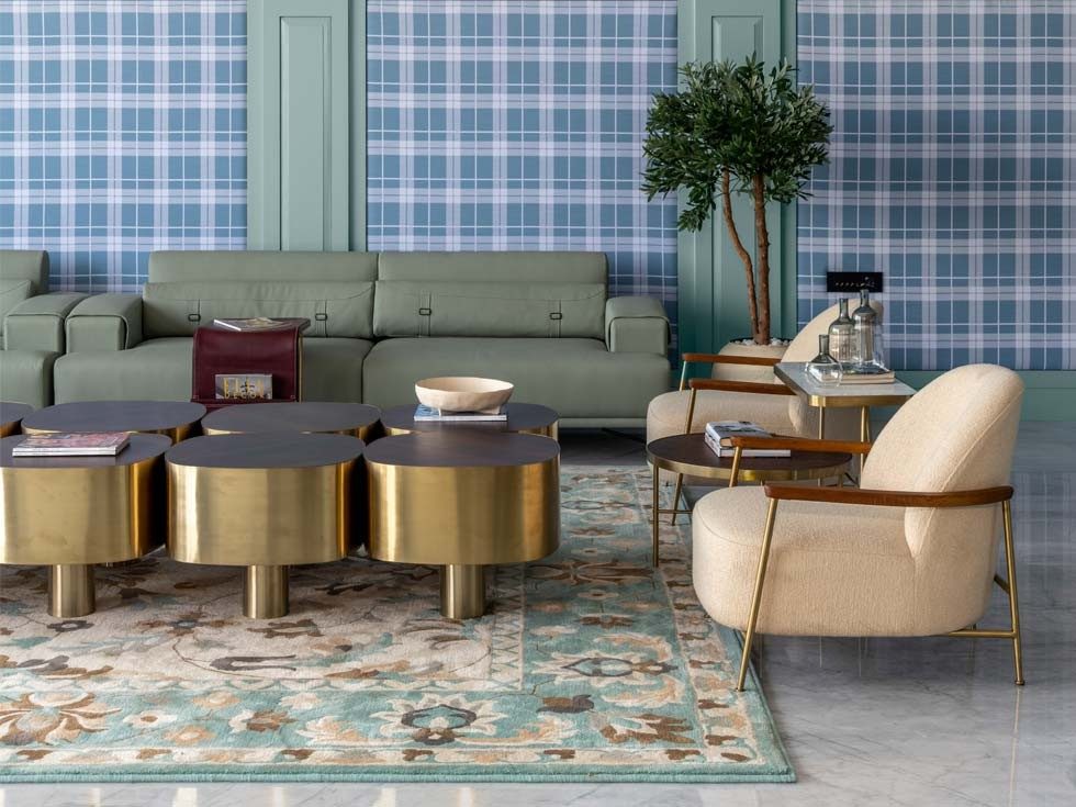 Media lounge with bold patterns – Beautiful Homes