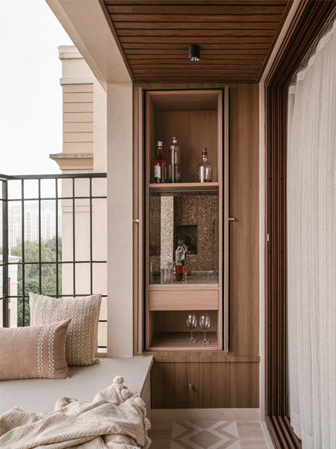 Balcony with hidden bar setup – Beautiful Homes