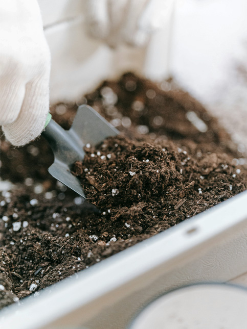 Close-up of a hand tilling soil with a mini shovel for gardening – Beautiful Homes