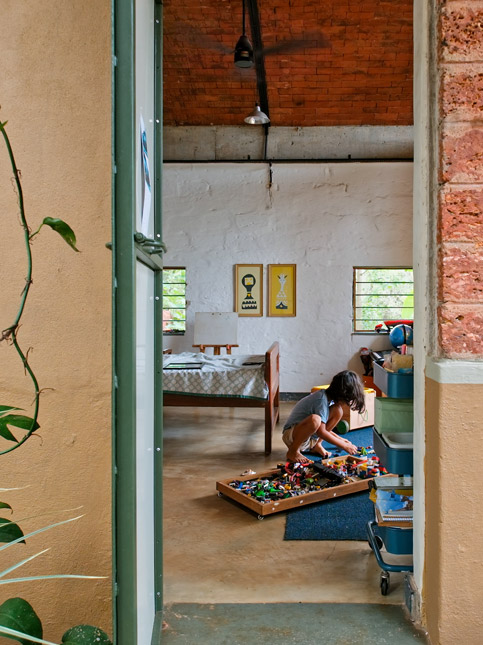 In their son Kabir’s room, a custom Lego tray on castors – built by Anindya – keeps the floor clear and playtime mobile. The space is pared-back, with lime-plastered walls and plenty of room to spread out and build – Beautiful Homes