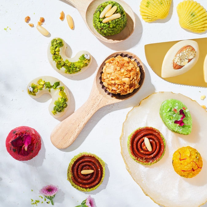 A colourful display of assorted Indian sweets - Beautiful Homes