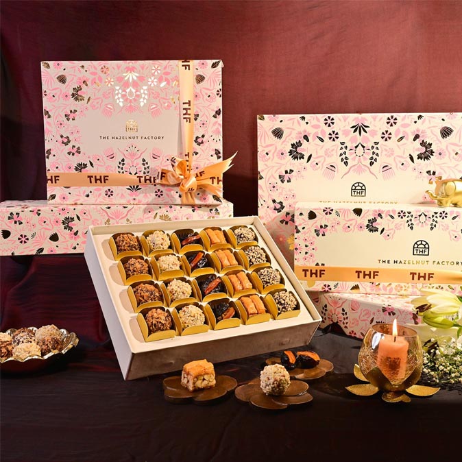 Elegant gift boxes filled with sweets from The Hazelnut factory - Beautiful Homes