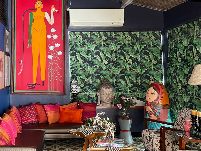 Srila Chatterjee’s living room with blinds down for art care – Beautiful Homes