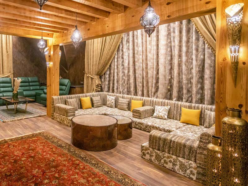 Warm wood-lined interior at Frozen Fall, Gulmarg – Beautiful Homes
