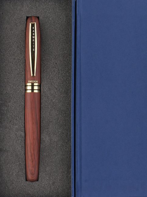A wooden fountain pen showcased inside a blue gift box– Beautiful Homes