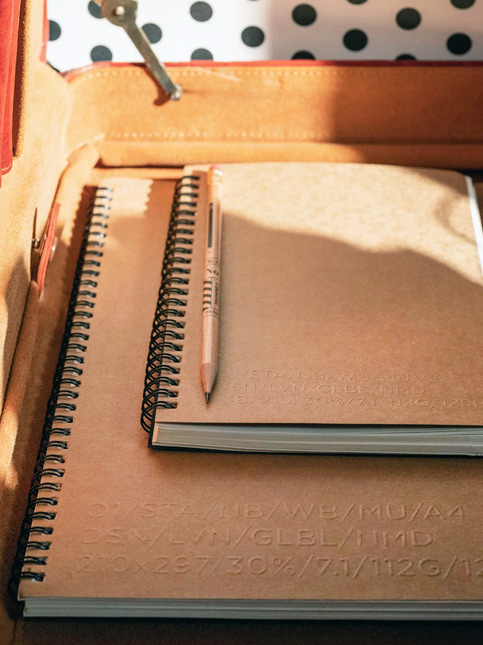 Two kraft paper-covered spiral notebooks and a wooden pencil – Beautiful Homes