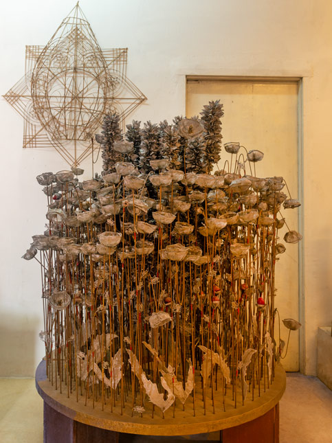 Locked In installation made from discarded materials