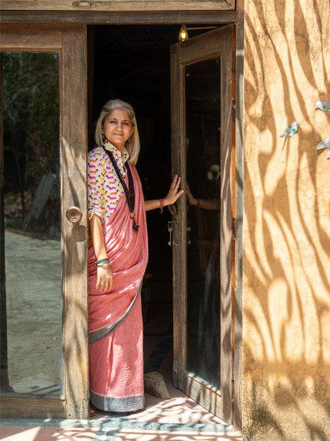 Ritu Singh with tiger pattern made from scrap - Beautiful Homes