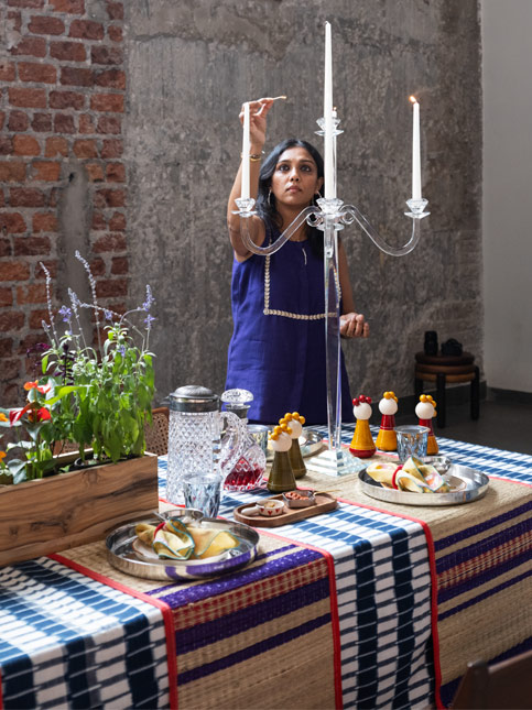 The art of serving comes alive as architect Sona Reddy composes a festive table of steel, ikat and living greens – Beautiful Homes