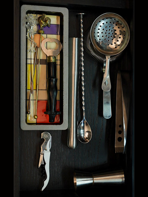 Bar tools arranged on counter – Beautiful Homes