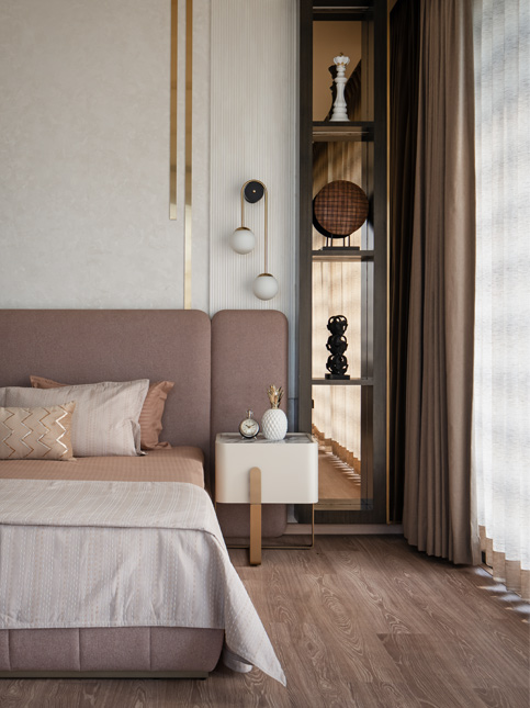 Blush bedroom with brass details – Beautiful Homes