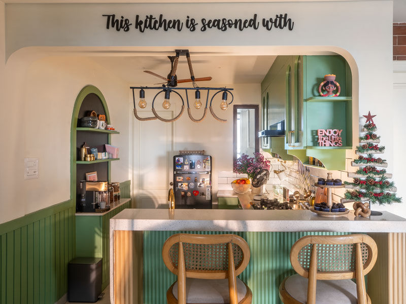 Open kitchen with playful “LOVE” lamp – Beautiful Homes