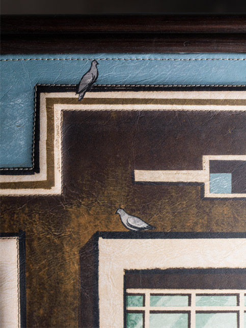 Bar cabinet featuring graphic elements inspired by Mumbai’s architecture – Beautiful Homes