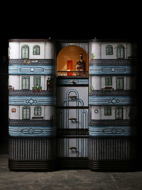 Blue Sea View Mahal-inspired bar cabinet – Beautiful Homes