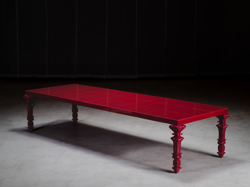 Red Baroque Dining Table reinterpretation - Beautiful Homes