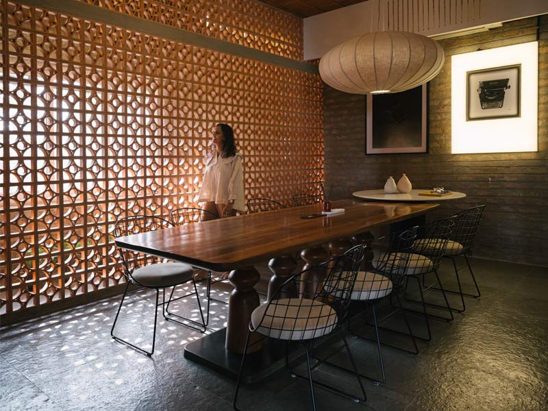 Terracotta jali wall filtering light – Beautiful Homes