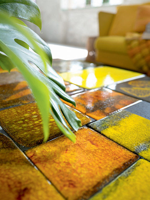 Sciara table with hand-glazed lava stone tiles – Beautiful Homes