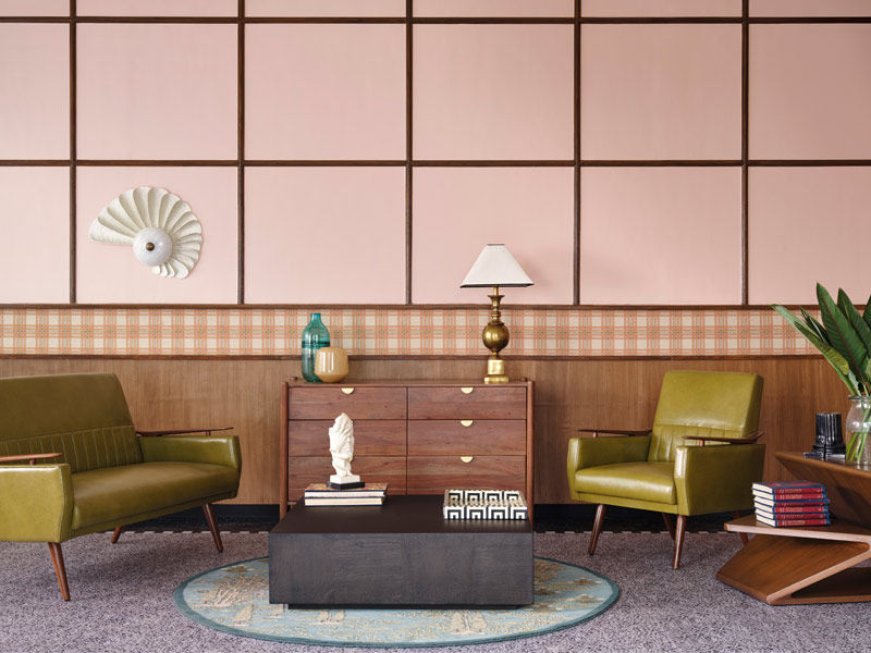 Soft milky surfaces diffusing light with checkerboard textiles – Beautiful Homes