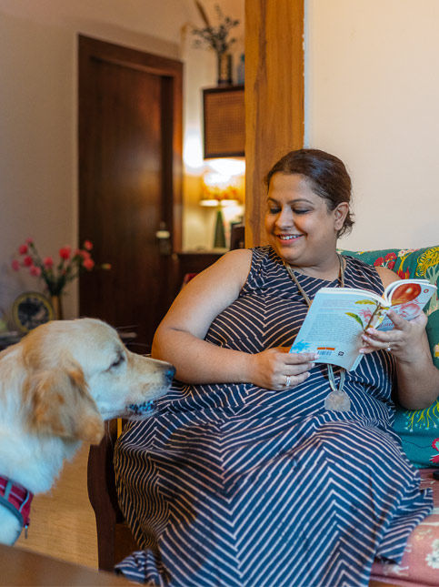 Vernika with her golden retriever at home – Beautiful Homes