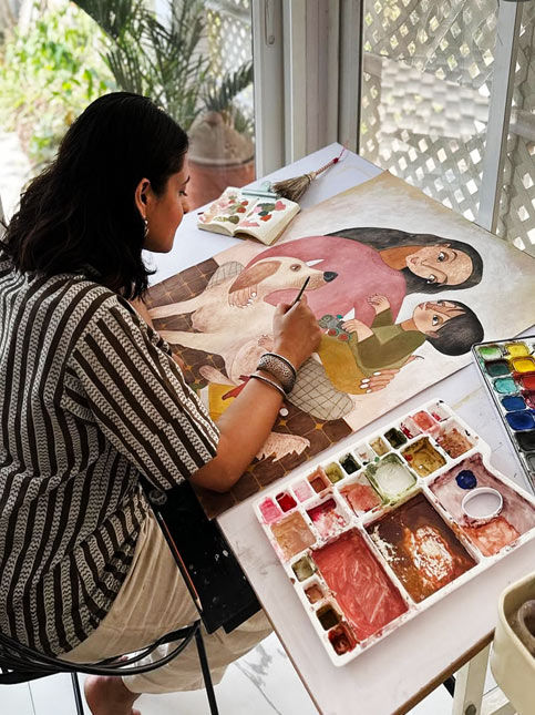 Sumedha Sah painting in her studio – Beautiful Homes