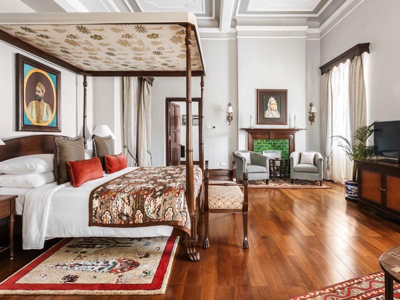 High ceilings, colonial-era furnishings, and Himalayan vistas evoke the quiet grandeur of Ananda’s historic palace setting – Beautiful Homes