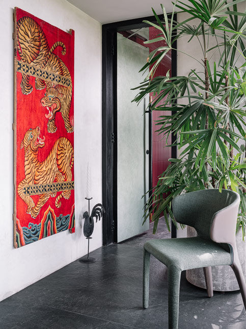 Painted Tibetan Shop Shutter as Wall Art – Beautiful Homes