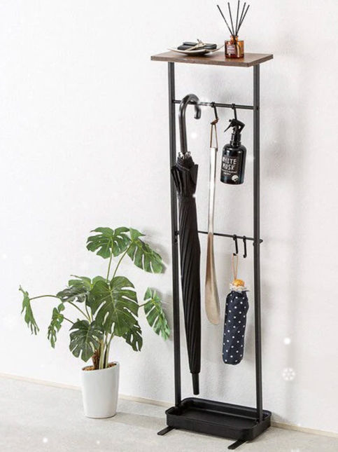 Nitori minimalist metal umbrella stand with wooden shelf – Beautiful Homes