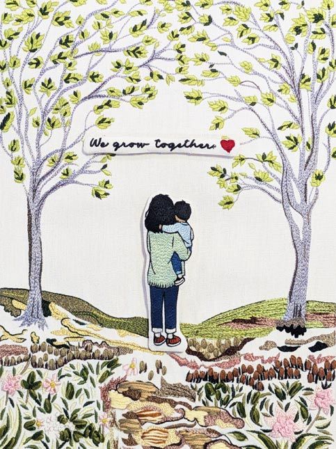Hand-embroidered family portrait artwork – Beautiful Homes