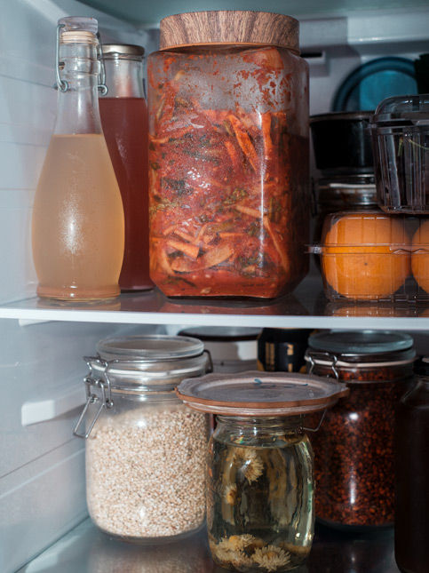 Glass jars of pickles and fermented food in fridge – Beautiful Homes