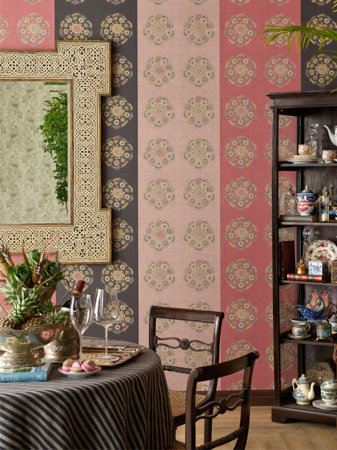 Bukhara Suzani wallcovering inspired by Central Asian embroidery - Beautiful Homes