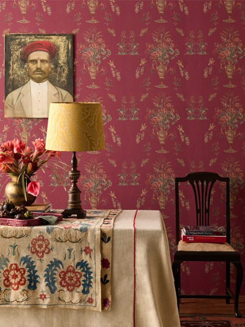 Coromandel Garden chintz wallcovering for contemporary interiors - Beautiful Homes
