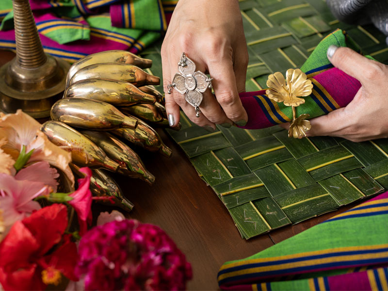 Brass banana bunch sourced from The Vyala Store in Chennai for an Onam tablescape - Beautiful Homes