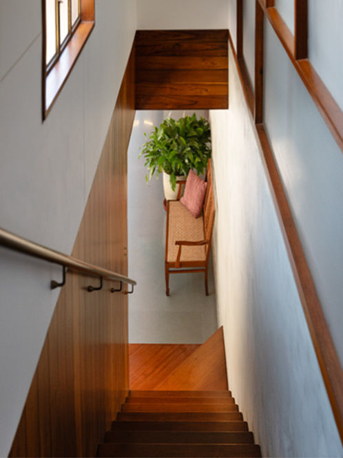 Copper House II staircase linking master bedroom and ground floor - Beautiful Homes