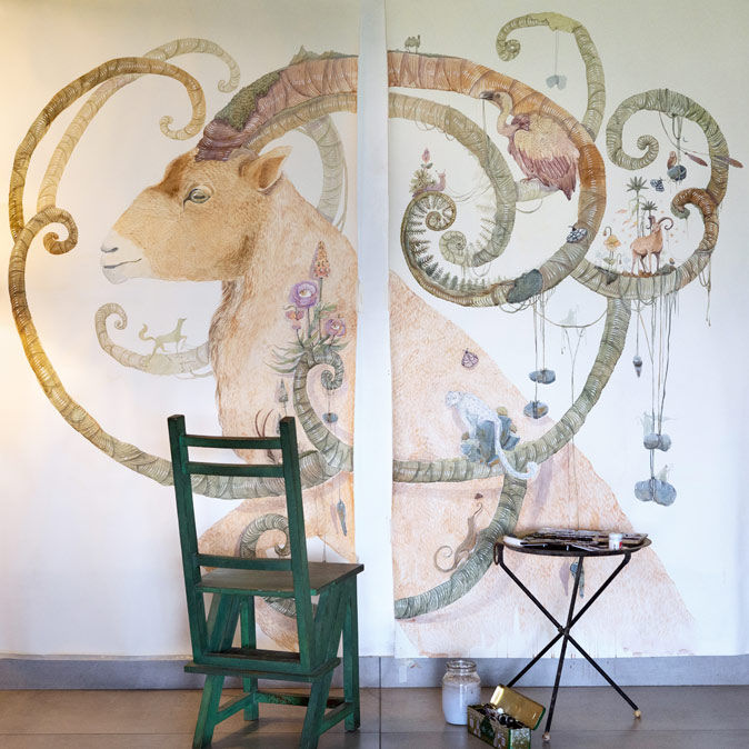 Argali sheep artwork by artist Sucharita Sengupta Suri – Beautiful Homes