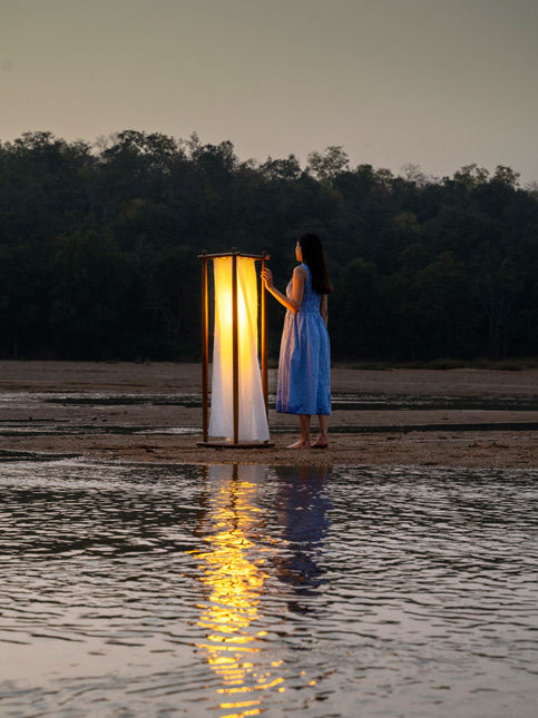 The Kasumi pedestal lamp by Going Back to Basics, an in-house furniture practice under BASICS Studio – Beautiful Homes