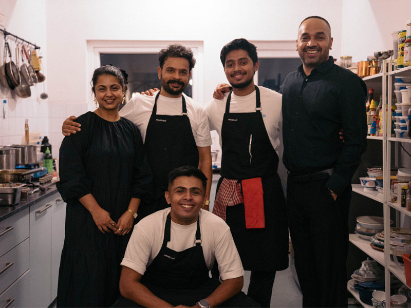 Jayati Jain, Anurag Arora, Aaryan Kapparath, Kartik Sura and Siddarth Sriraj in the kitchen – Beautiful Homes