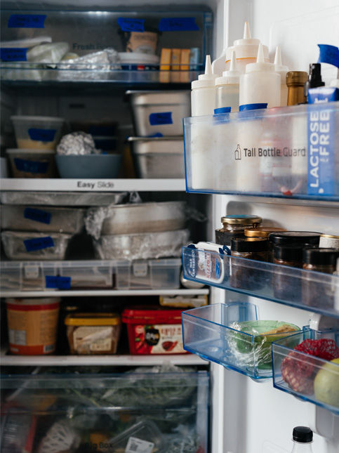 Refrigerator organised with labelled ingredients and sauces for popup service – Beautiful Homes