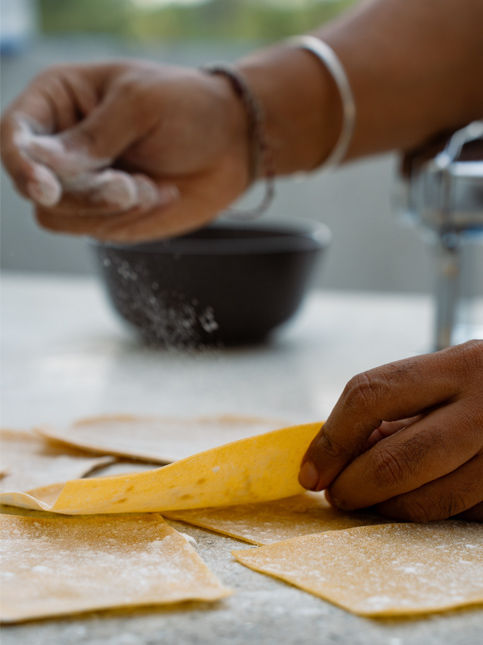 Fresh pasta sheets being rolled by hand for the Apartment popup menu – Beautiful Homes