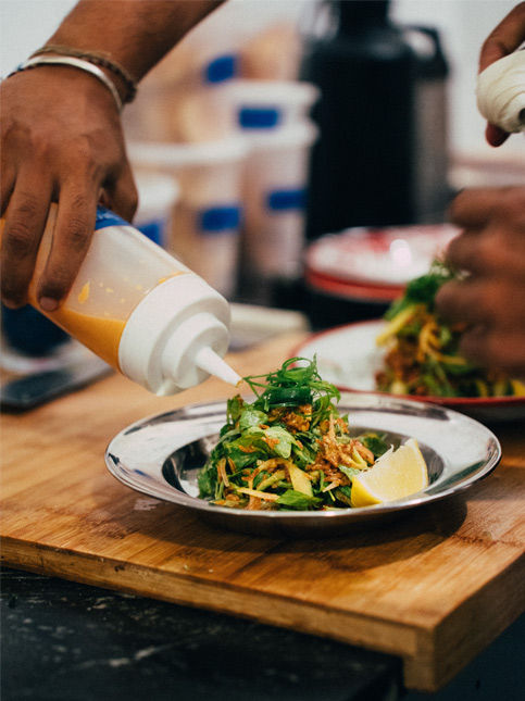 Fresh salad course plated and ready to be served at the Apartment popup – Beautiful Homes