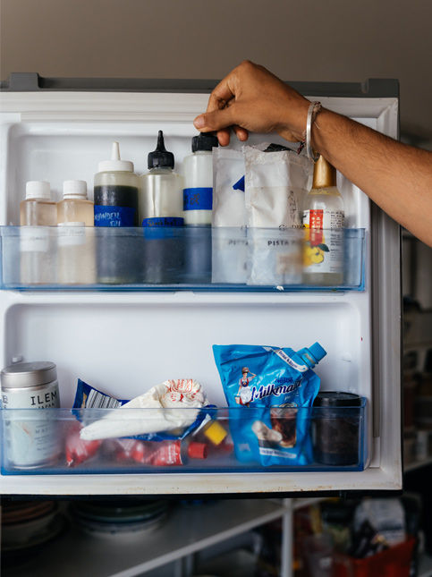 Freezer stocked with labelled elements used to finish Apartment popup courses – Beautiful Homes